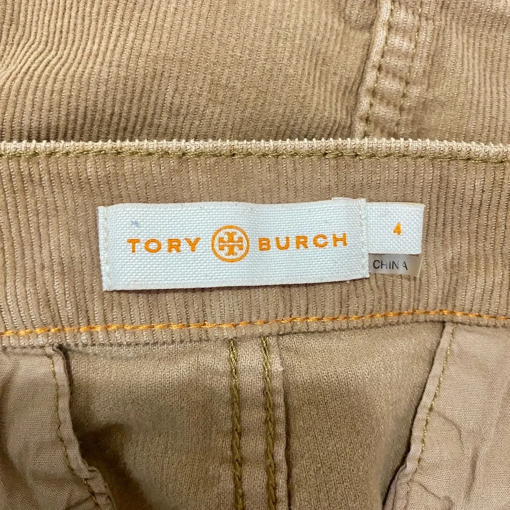 Tory Burch Tan Button Front Corduroy Skirt 4 Preppy Boho Fall Mod Minimalist